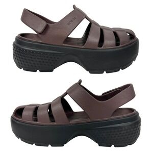 CROCS Stomp Fisherman Platform Sandals Women 9 Mocha Chunky Gorpcore Desert Punk